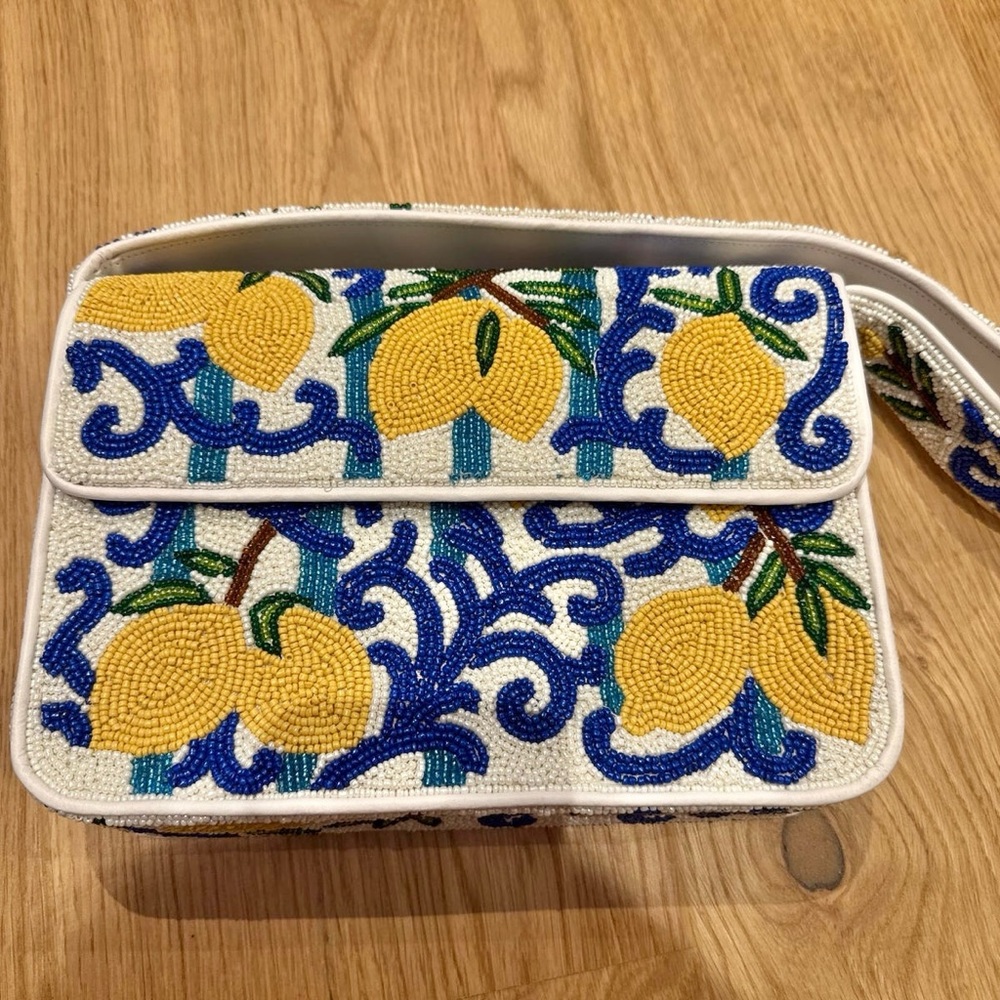 Handmade Beaded Lemon Shoulder Bag